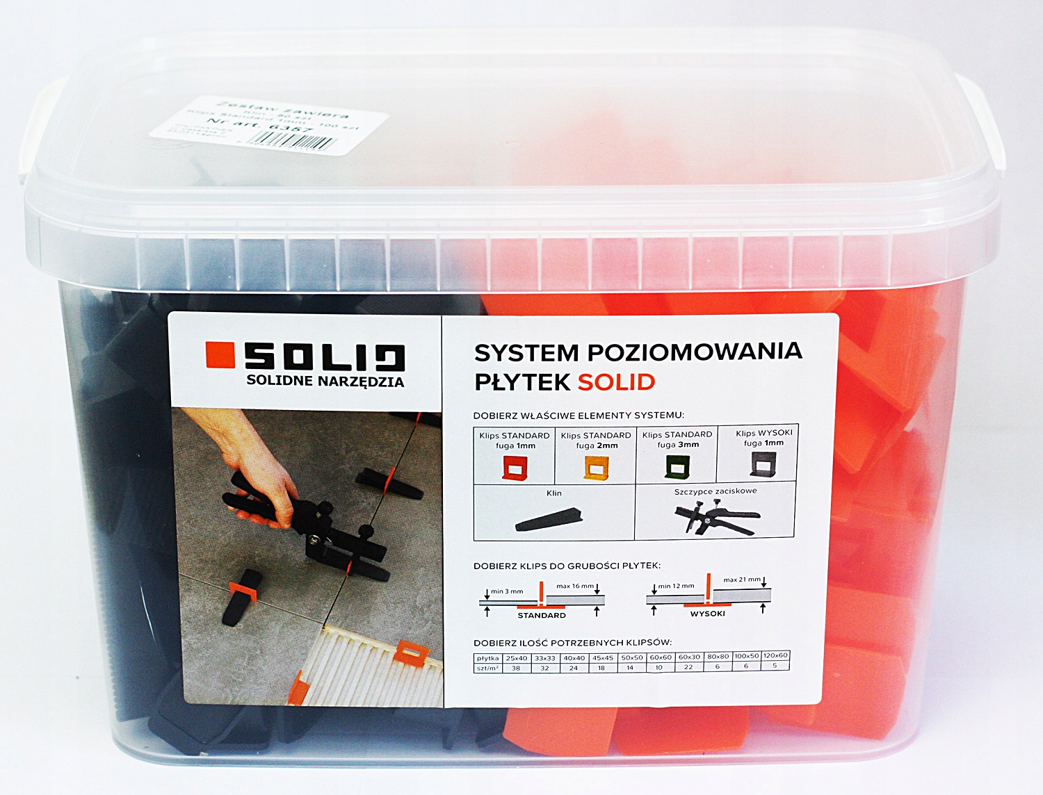 SOLID SYSTEM POZIOMOWANIA 50xKLIN + 100xKLIPS 1mm