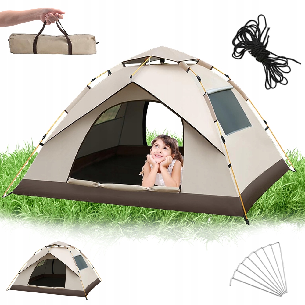 Skládací Turistický Stan Pro 2-3 Osoby, Voděodolný, Stabilní