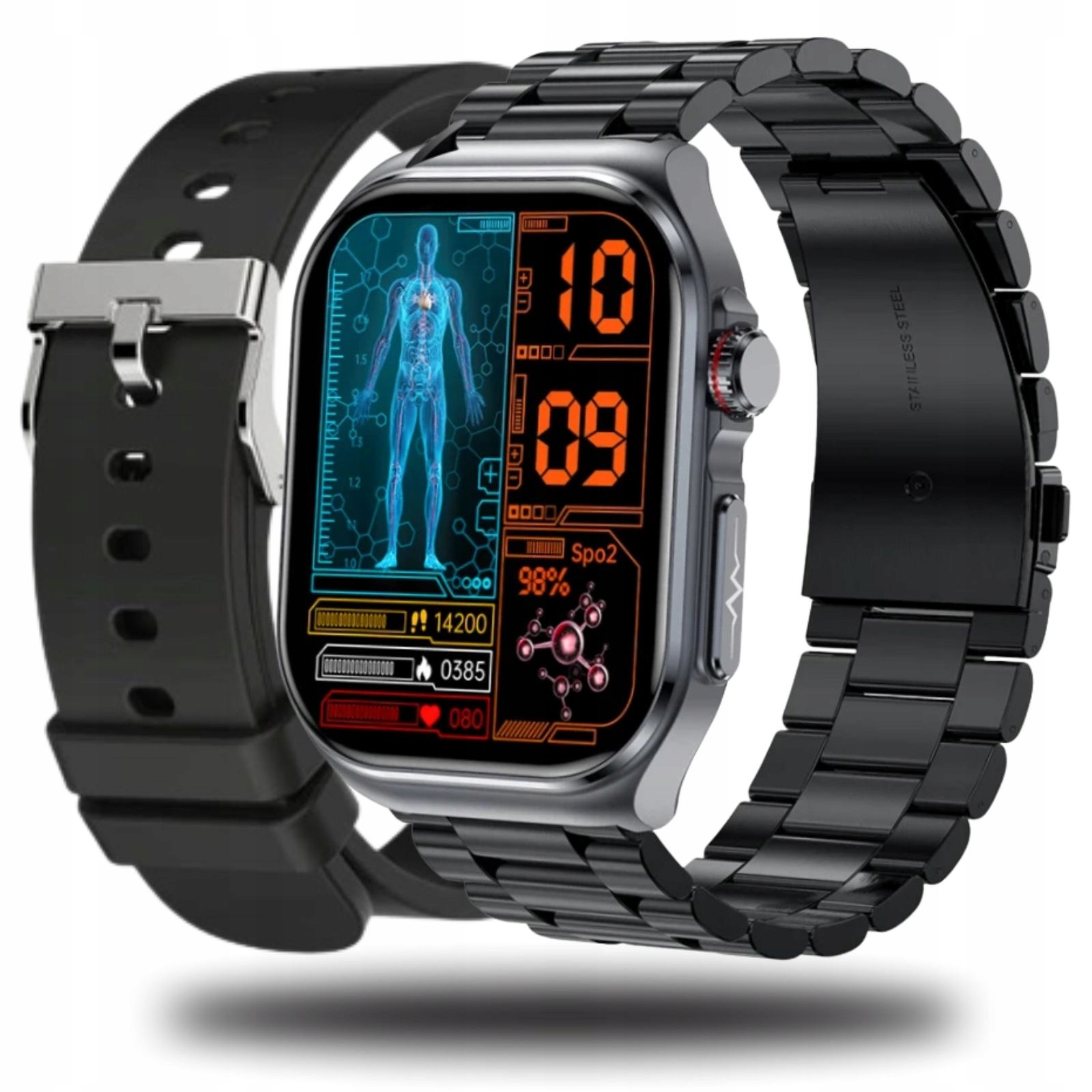 Chytré Hodinky Rubicon Chytré Hodinky s měřením zdraví, černé