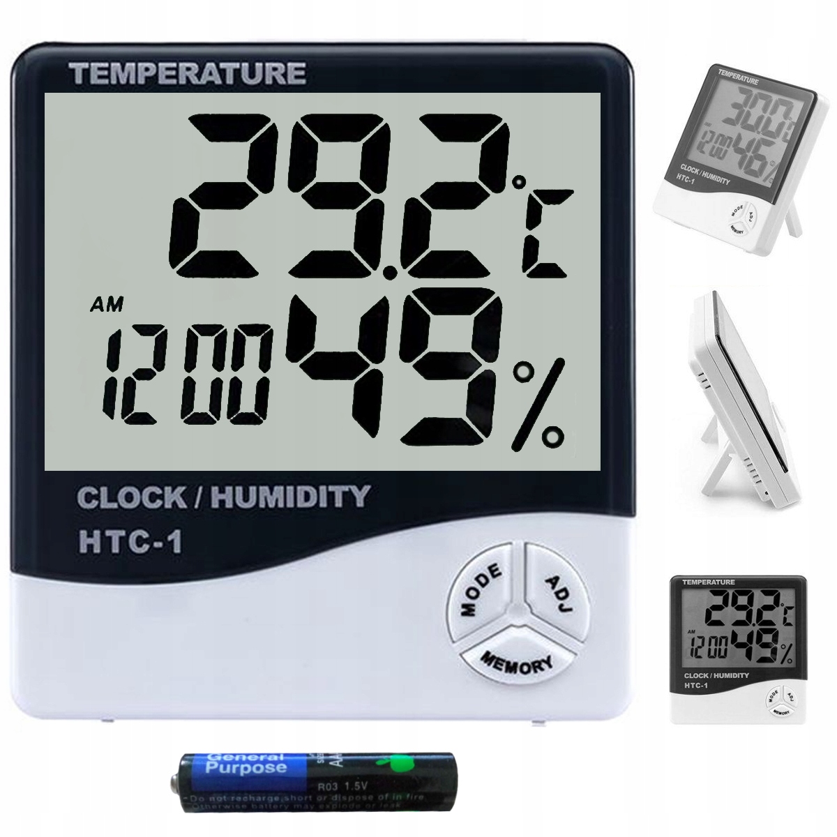 

Czytelny Zegar LCD budzik termometr higrometr 2w1