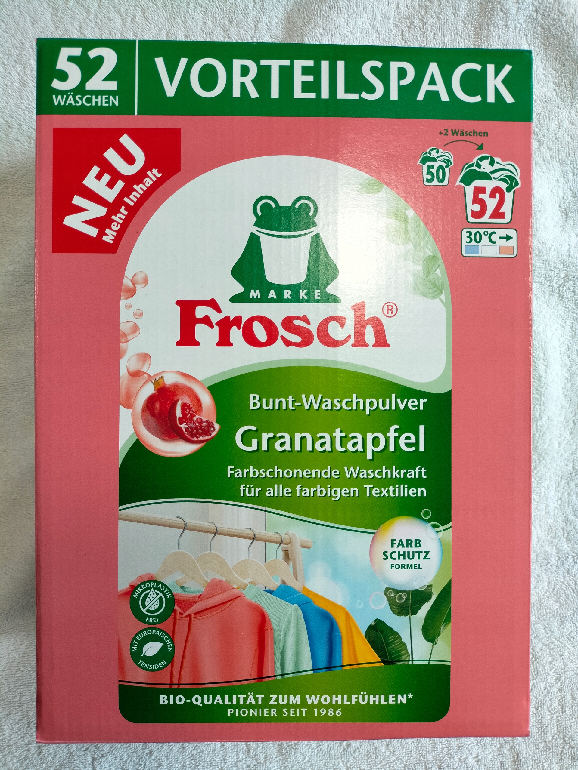 Prášek na praní Frosch granátová barva 52 praní 3,432 kg hypoalergenní