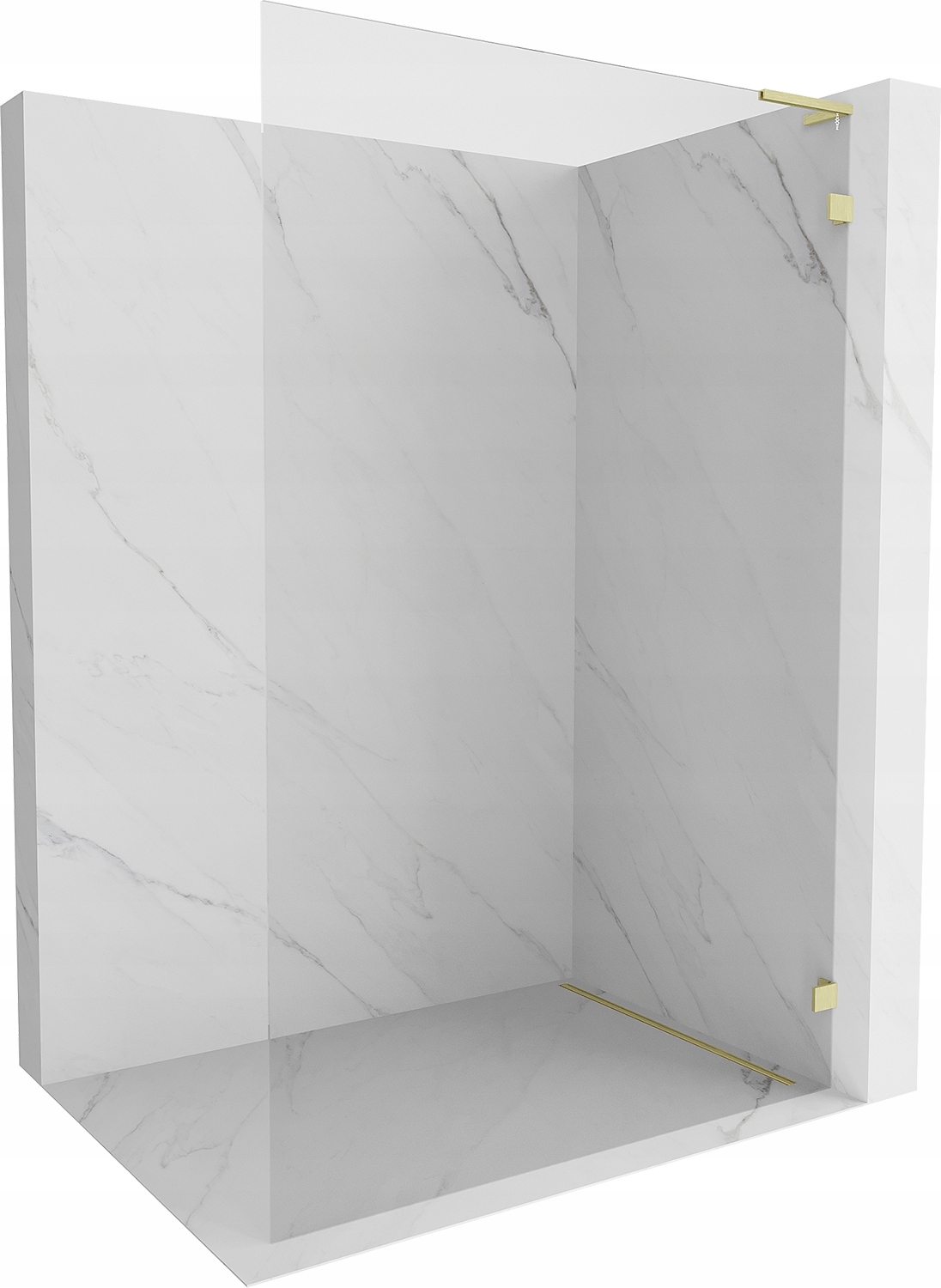 Mexen Lunar L Walk-in Sprchová stěna 60x200 cm, 8mm, Zlatý kartáčovaný