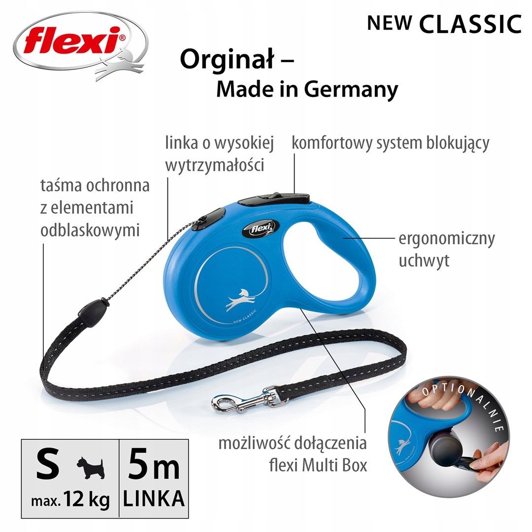 Levně Vodítko flexi automatické New Classic S lanko 5m pro psa do 12 kg, barva n