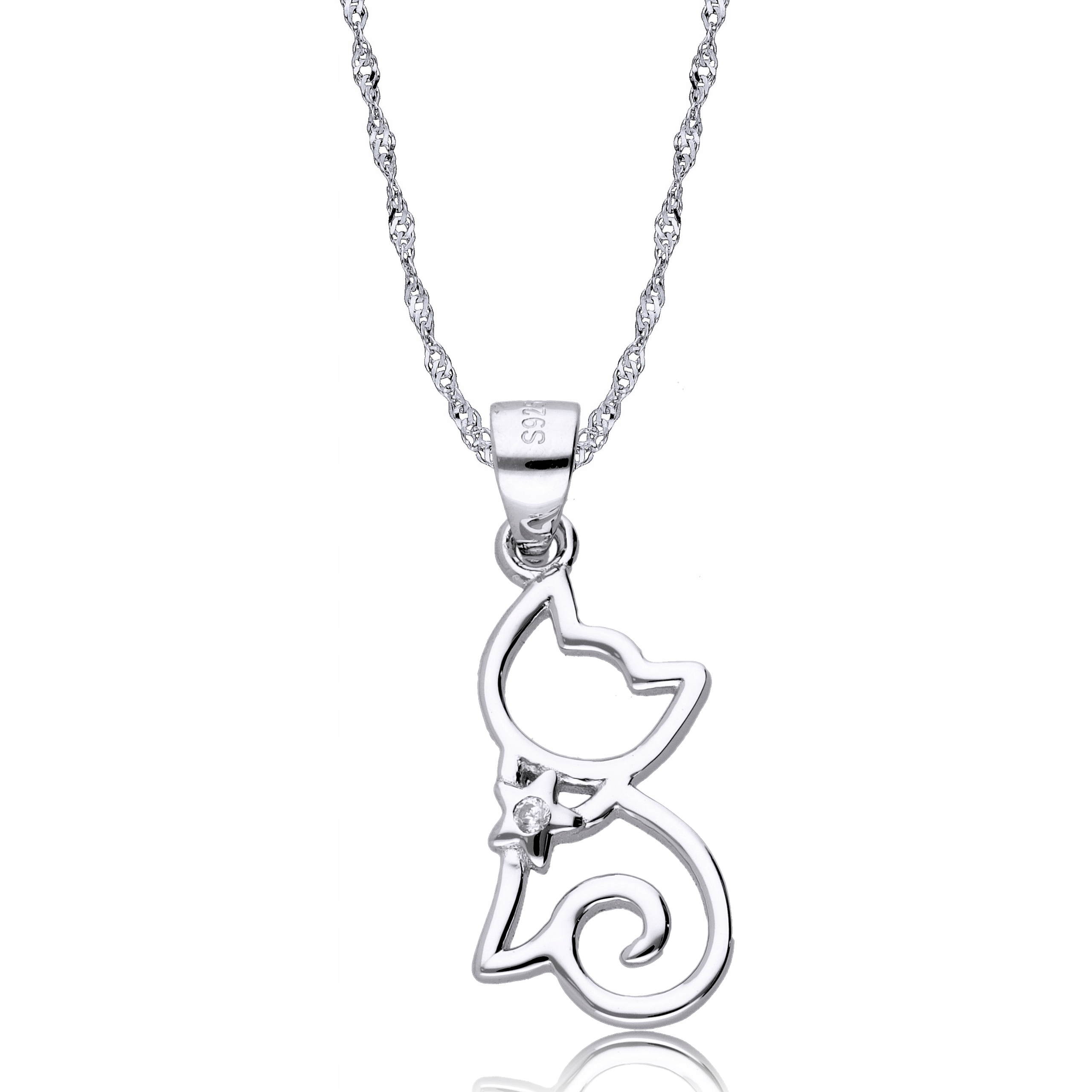 Srebrny Łańcuszek 925 Kot Kotek dla dziecka