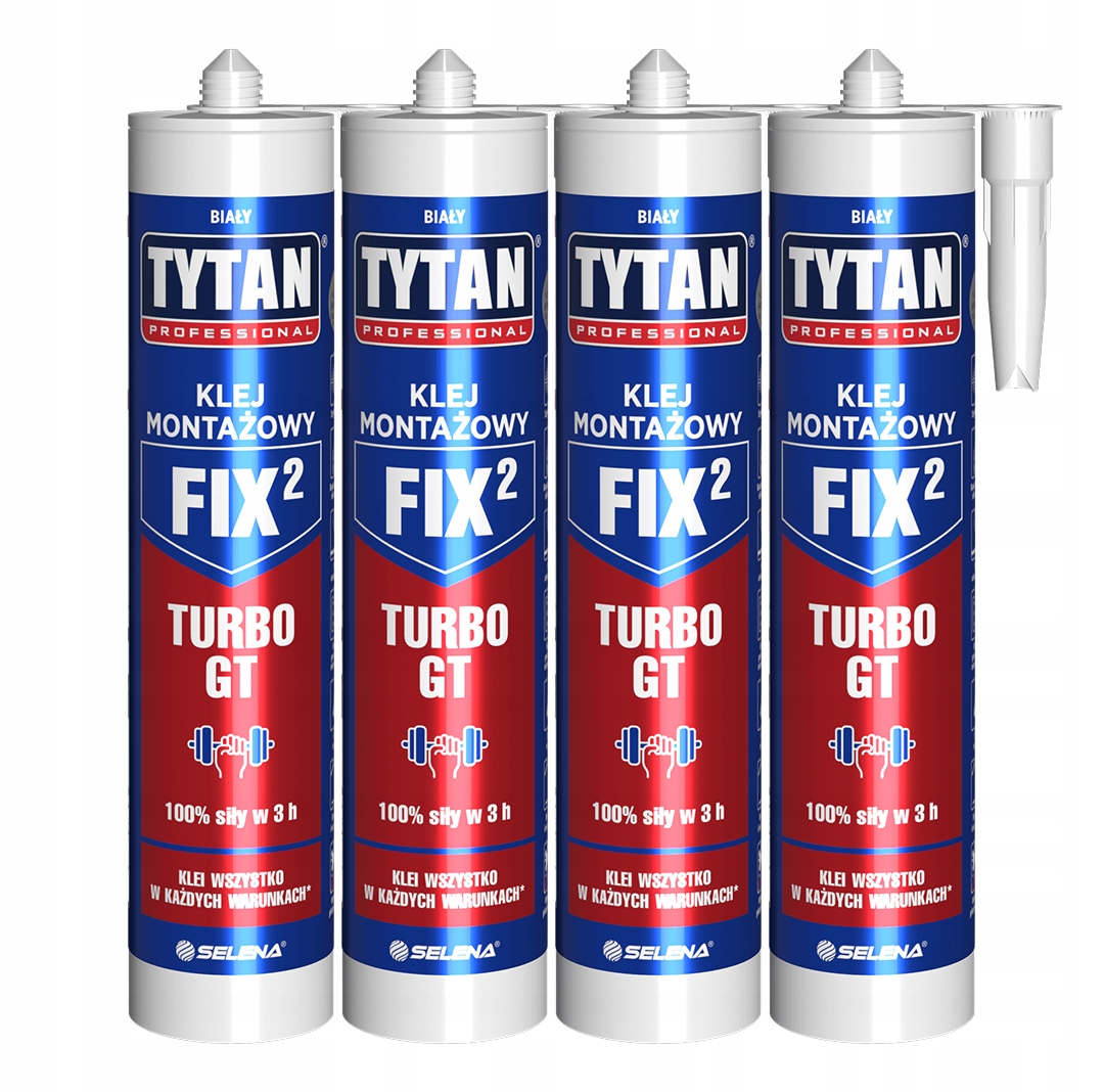 4xTYTAN Fix² Turbo Gt Klej Montażowy Biały 290 ml