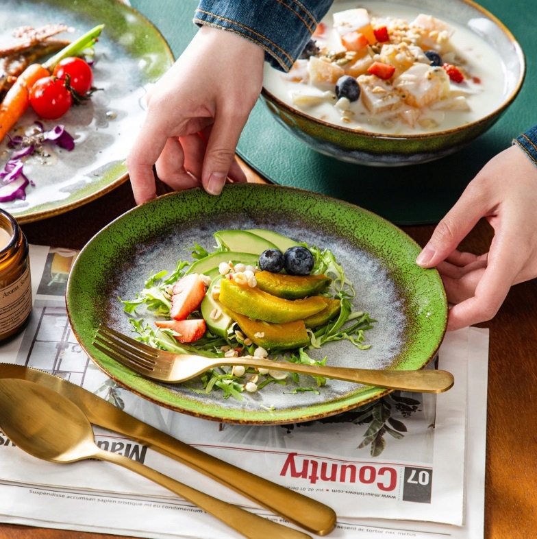 Serwis obiadowy zielony Vancasso STARRY zastawa kamionka 24szt / 8 osób Liczba elementów w zestawie 24