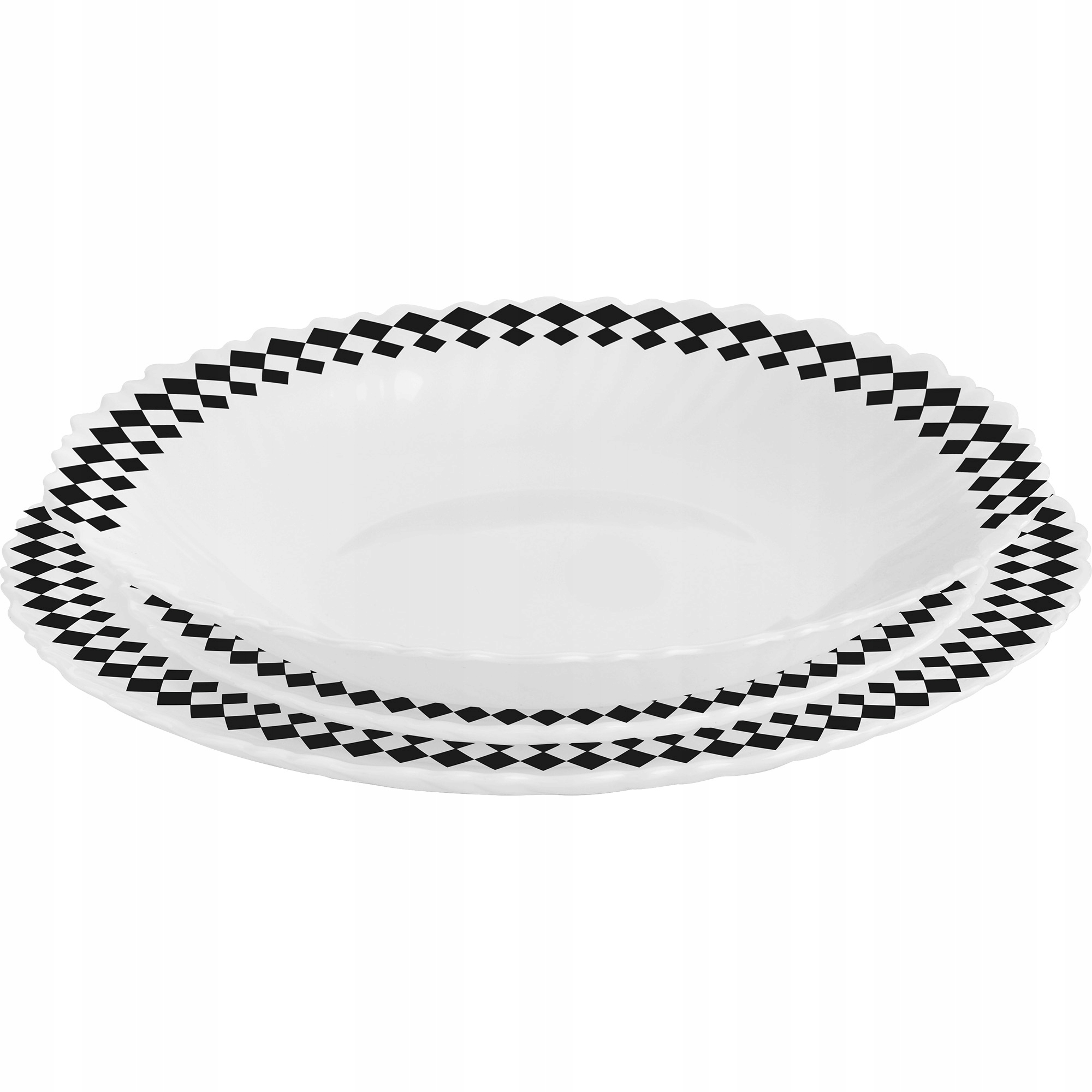 SERWIS OBIADOWY 18 ELEM DLA 6 OSÓB KPL TALERZY ZE ZDOBIENIEM W ROMBY SZKŁO