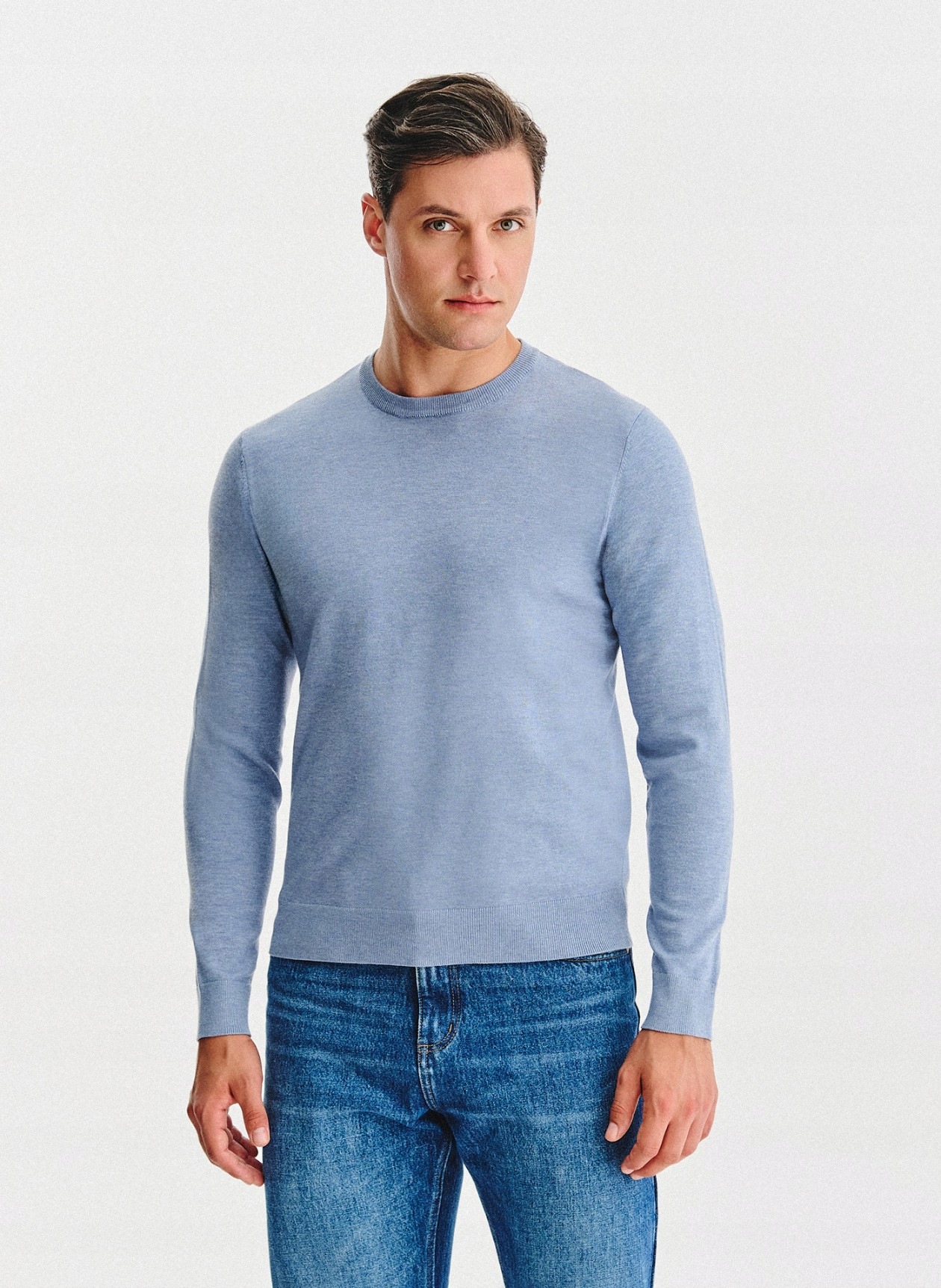 Pletený pánský svetr v modré barvě o-neck Pako Lorente vel
