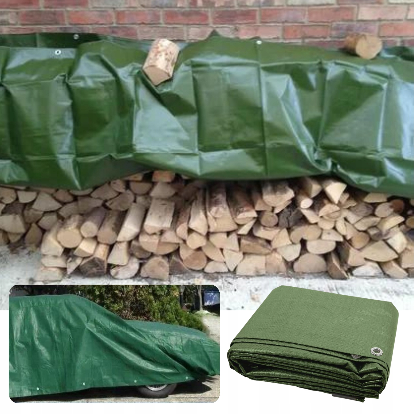 PLANDEKA ZIELONA 8x4m MATA SUPER MOCNA MEGA GRUBA Stan opakowania oryginalne