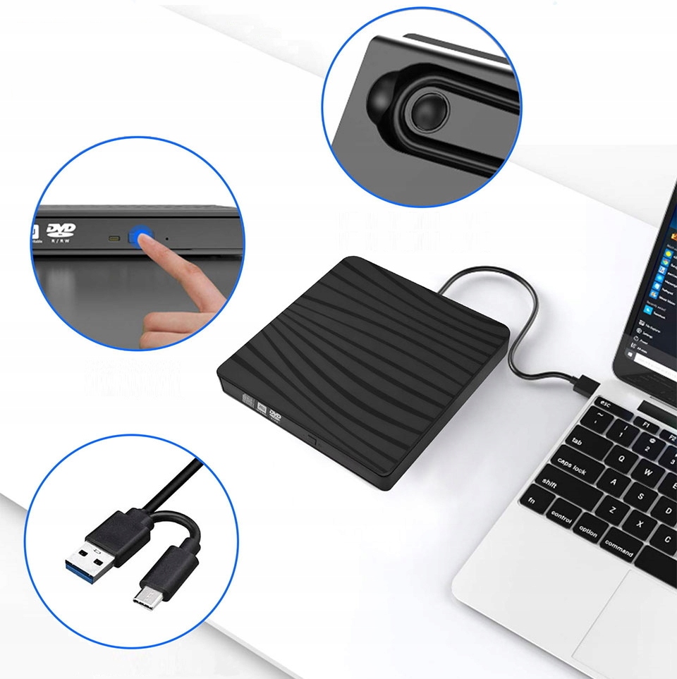 Zewnętrzny napęd optyczny nagrywarka CD-R DVD-RW z USB 3.0 C do laptopa Producent Abitus