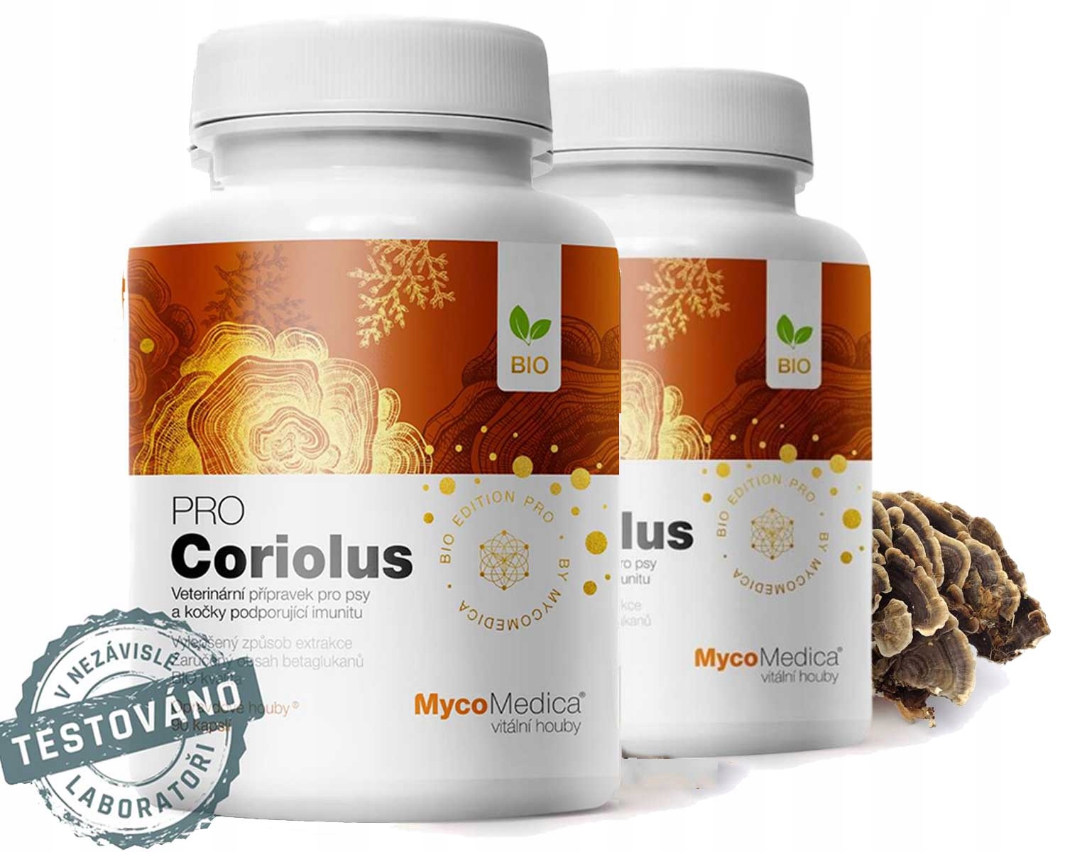 Levně MycoMedica Coriolus Pro, 2-pack, 180 kapslí, veterinární přípravek