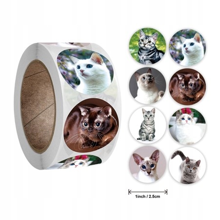 NAKLEJKI motywacyjne Rolka 500 sztuk! KOTKI