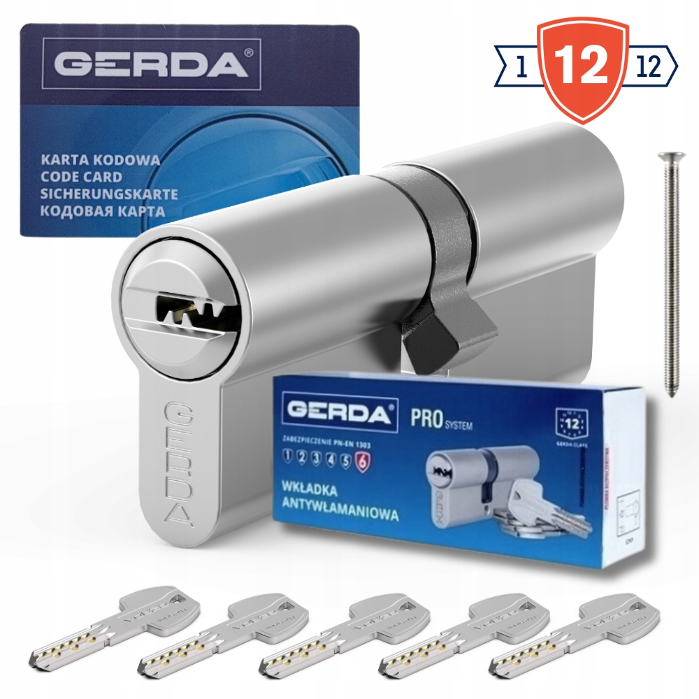 Vložka 30/30 Do Dveří Proti Vloupání Gerda Pro Systém X Nikl 5 Klíčů