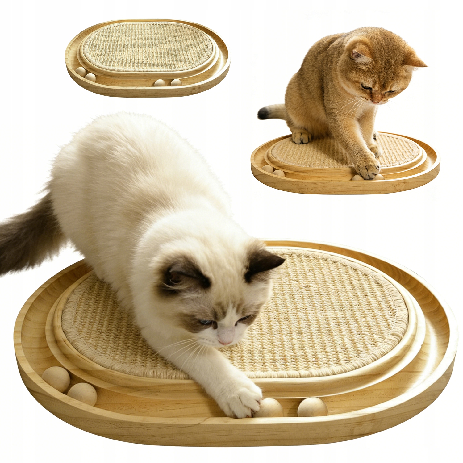 Škrabadlo Pro Kočky Vhodné Pro Kočky S Přírodní Sisalovou Podložkou A Kuličkami Hračky