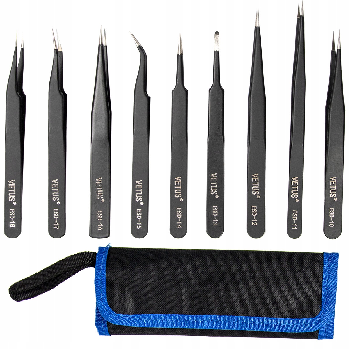 

Pinceta Vetus Esd zestaw 9szt metalowe czarne Etui