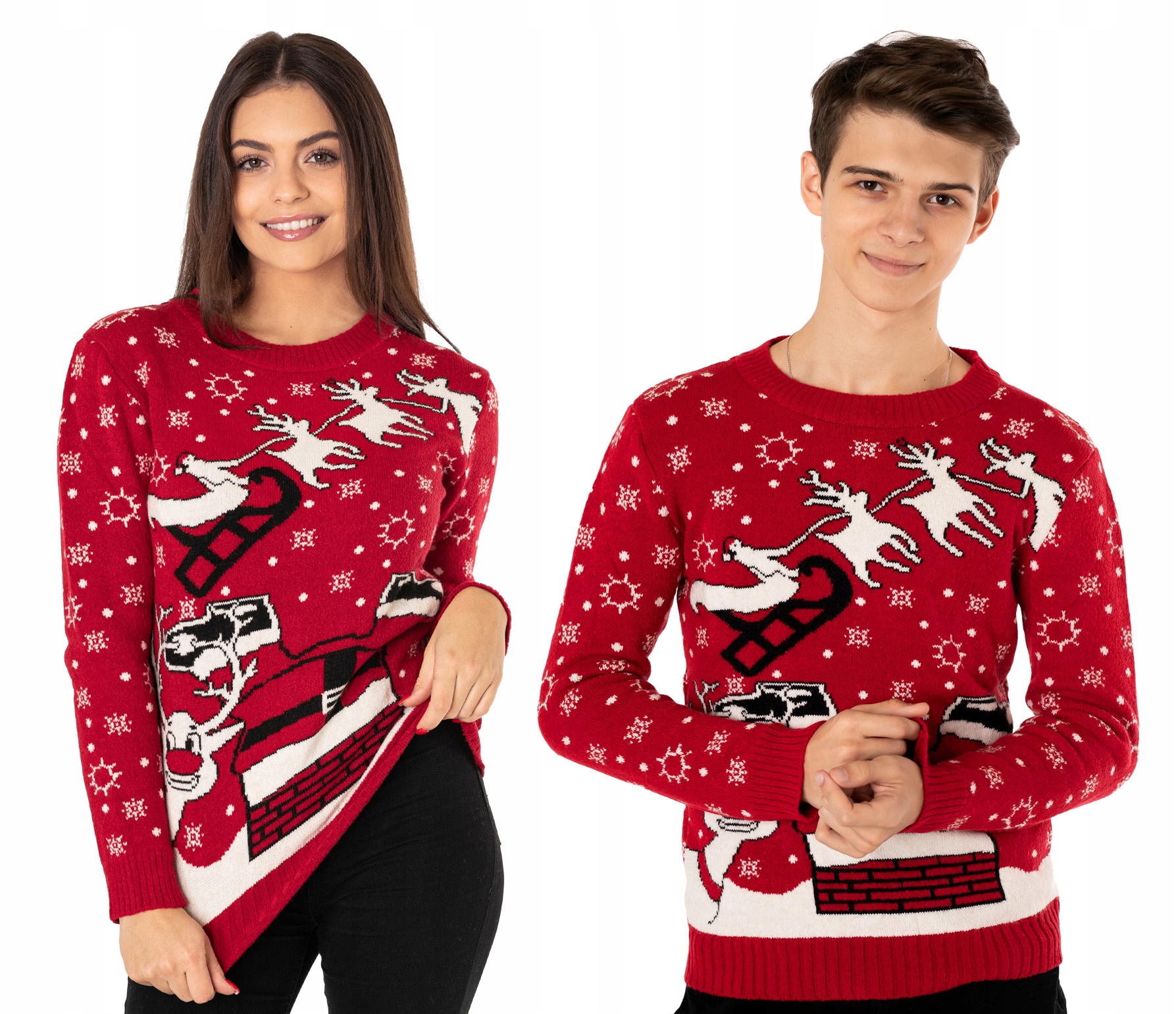 Teplé vánoční svetry Vlněné svetry pro páry Unisex Komplet 1107-1