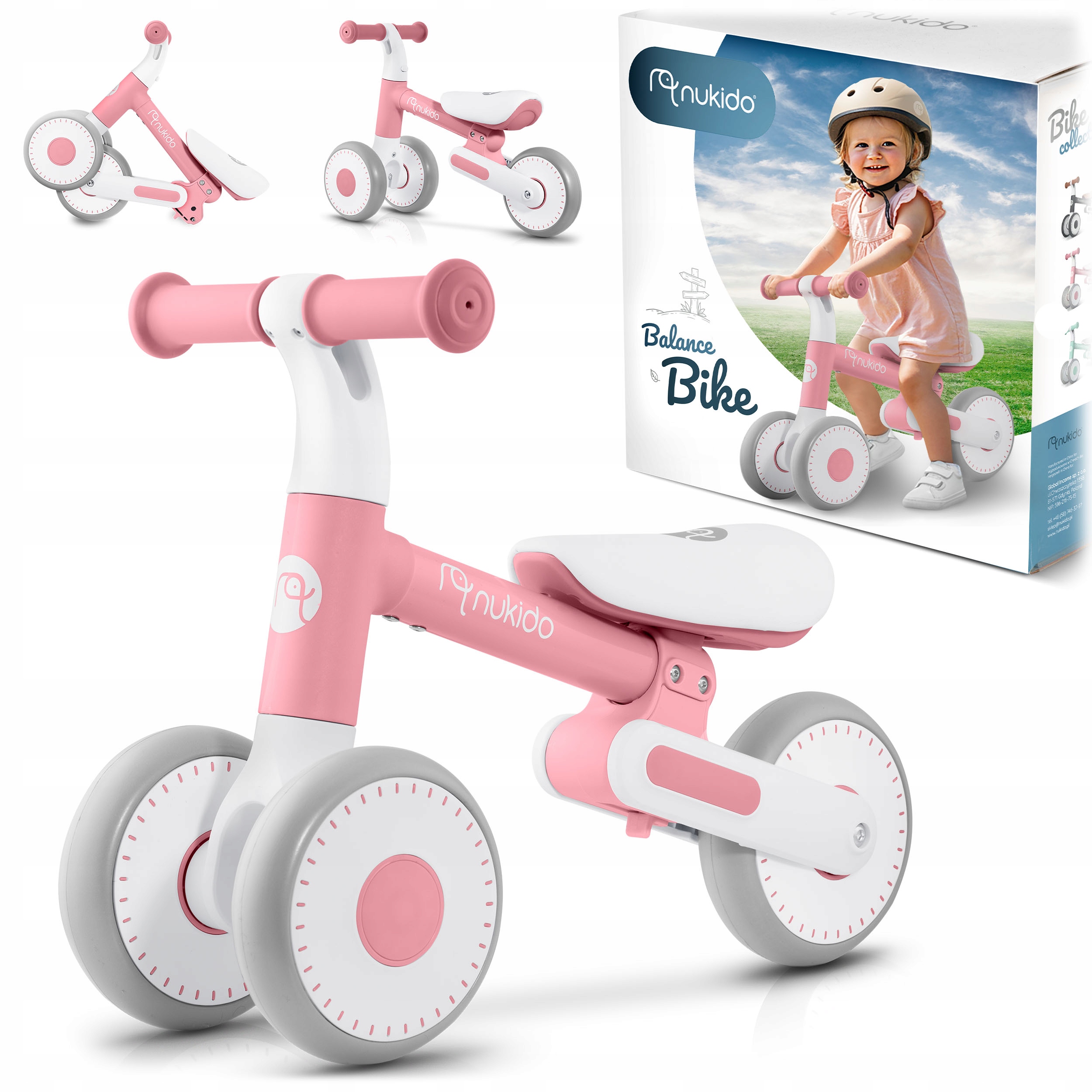 Rowerek biegowy trójkołowy jeździk dla dzieci lekki Nukido