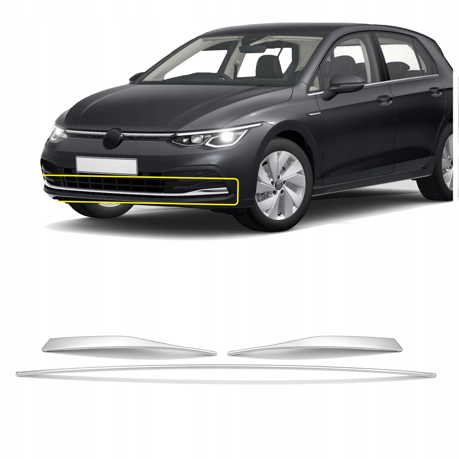Lišty prednej mriežky grilu pre Vw Golf CD VIII 2019- Hb