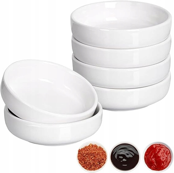 ZESTAW MINI MISEK CERAMICZNYCH DO SUSHI SOJU SOSÓW PRZYSTAWEK BIAŁY ZESTAW