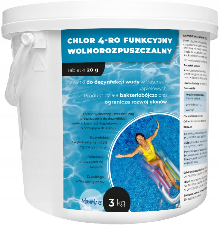 Chlor Tabletki Do Basenu Wielofunkcyjne O Przedłużonym Działaniu Marina 3kg