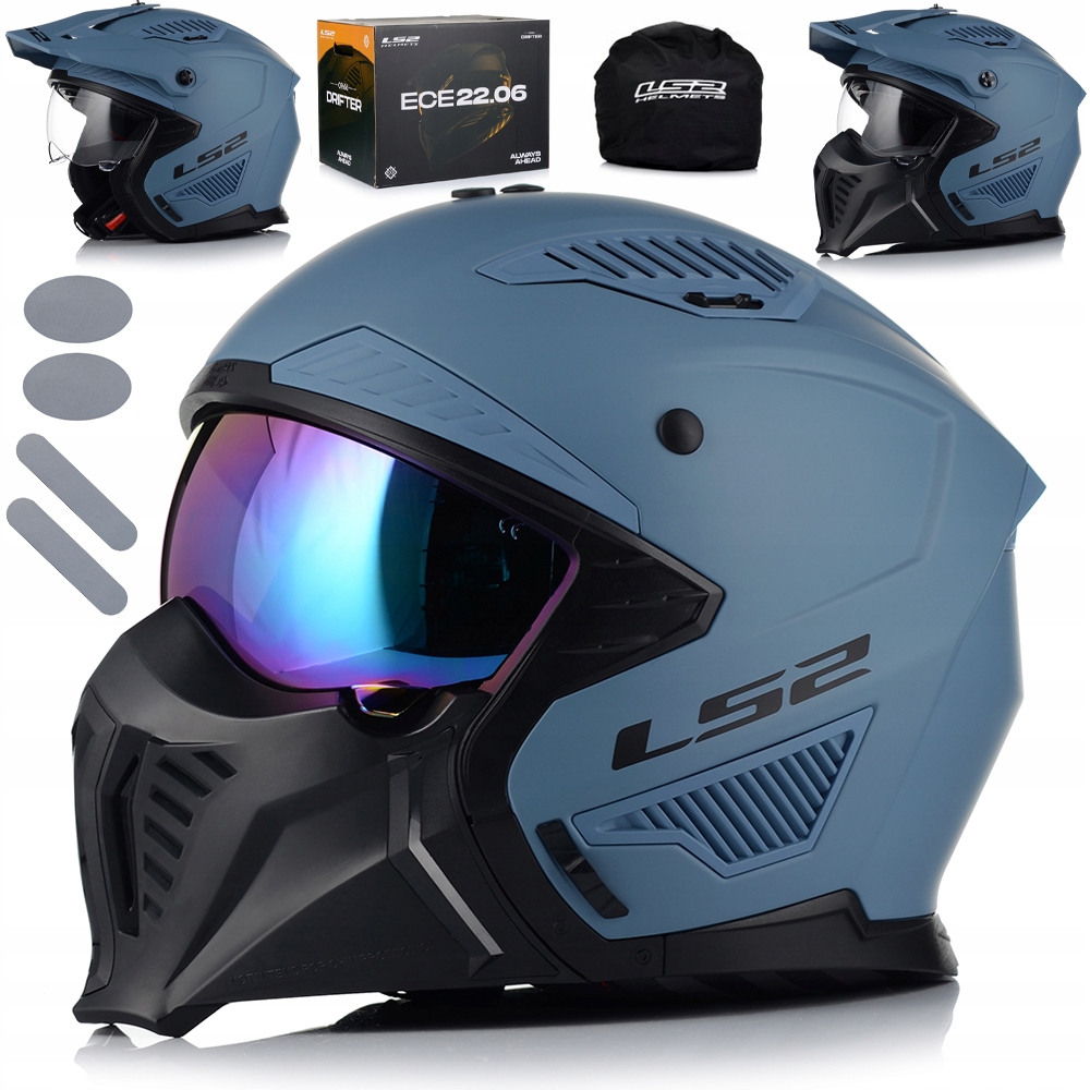 Motocyklová Prilba 4v1 LS2 OF606 Misty Odnímateľná Čepeľ Strieška 3x Sklo