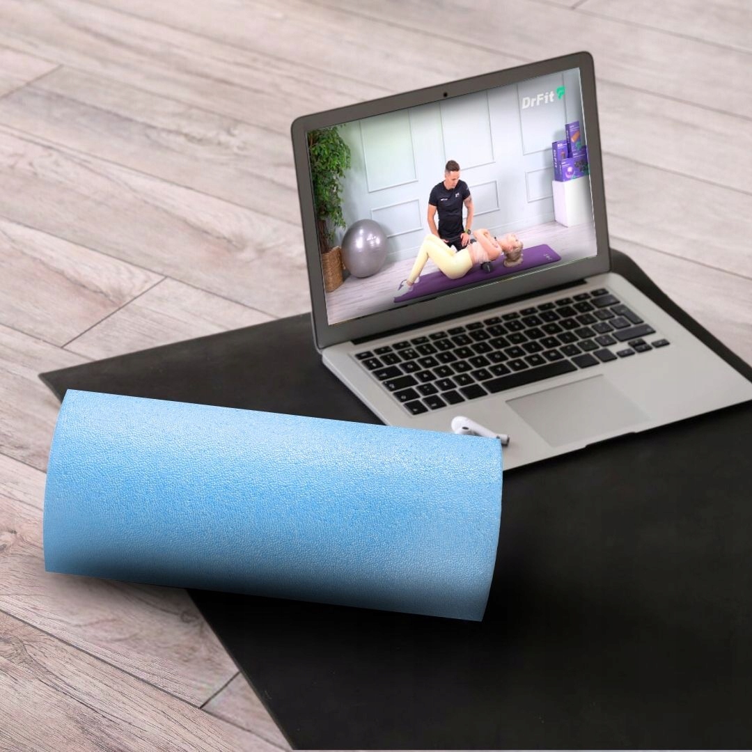 Wałek do Masażu Roller Gładki Masaż Pleców Nóg Rehabilitacja Błękitny DrFit Materiał dominujący pianka