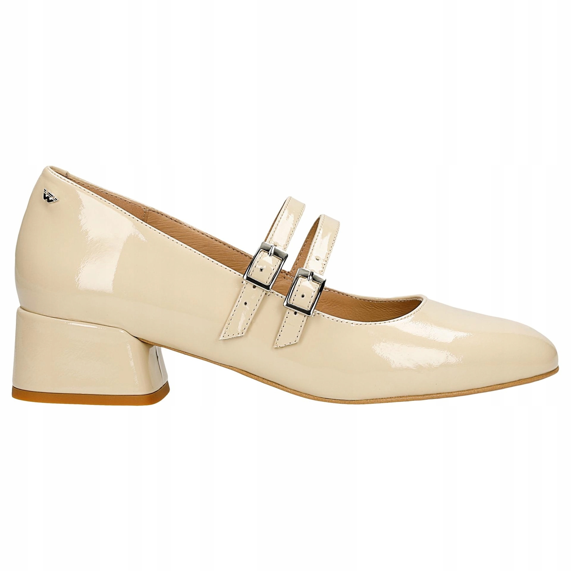 Béžové boty Mary Jane z lakované kůže vel. 39