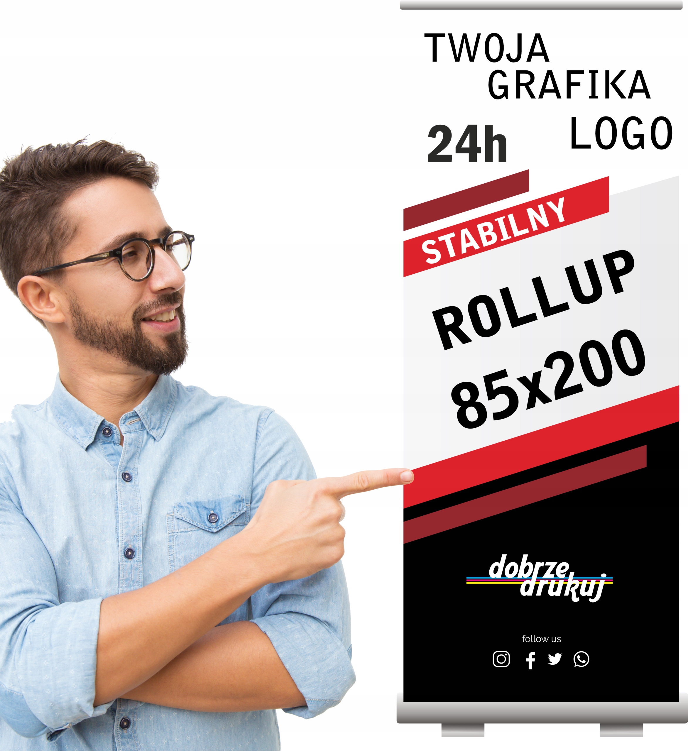 

Roll-up 85x200, Rollup z wydrukiem 1440 Dpi Mocny