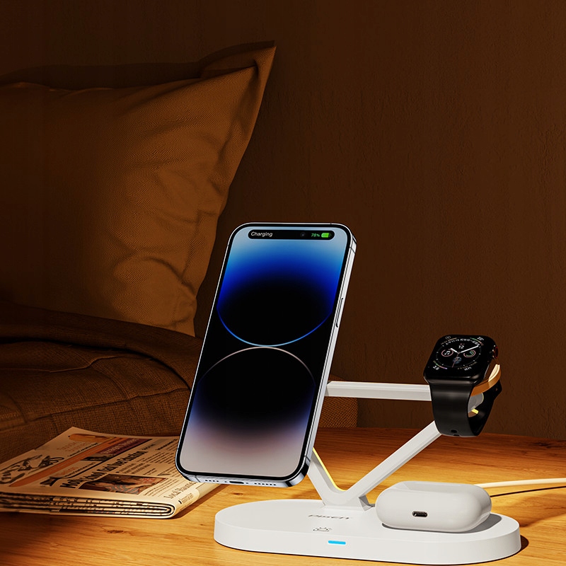 ŁADOWARKA INDUKCYJNA DO IPHONE 15 14 13 12 Qi DO MAGSAFE / AIRPODS / WATCH Marka Pisen