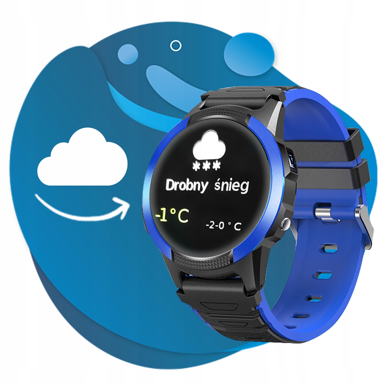 Smartwatch Zegarek CALMEAN Hoop 4G GPS niebieski Kolor odcienie niebieskiego