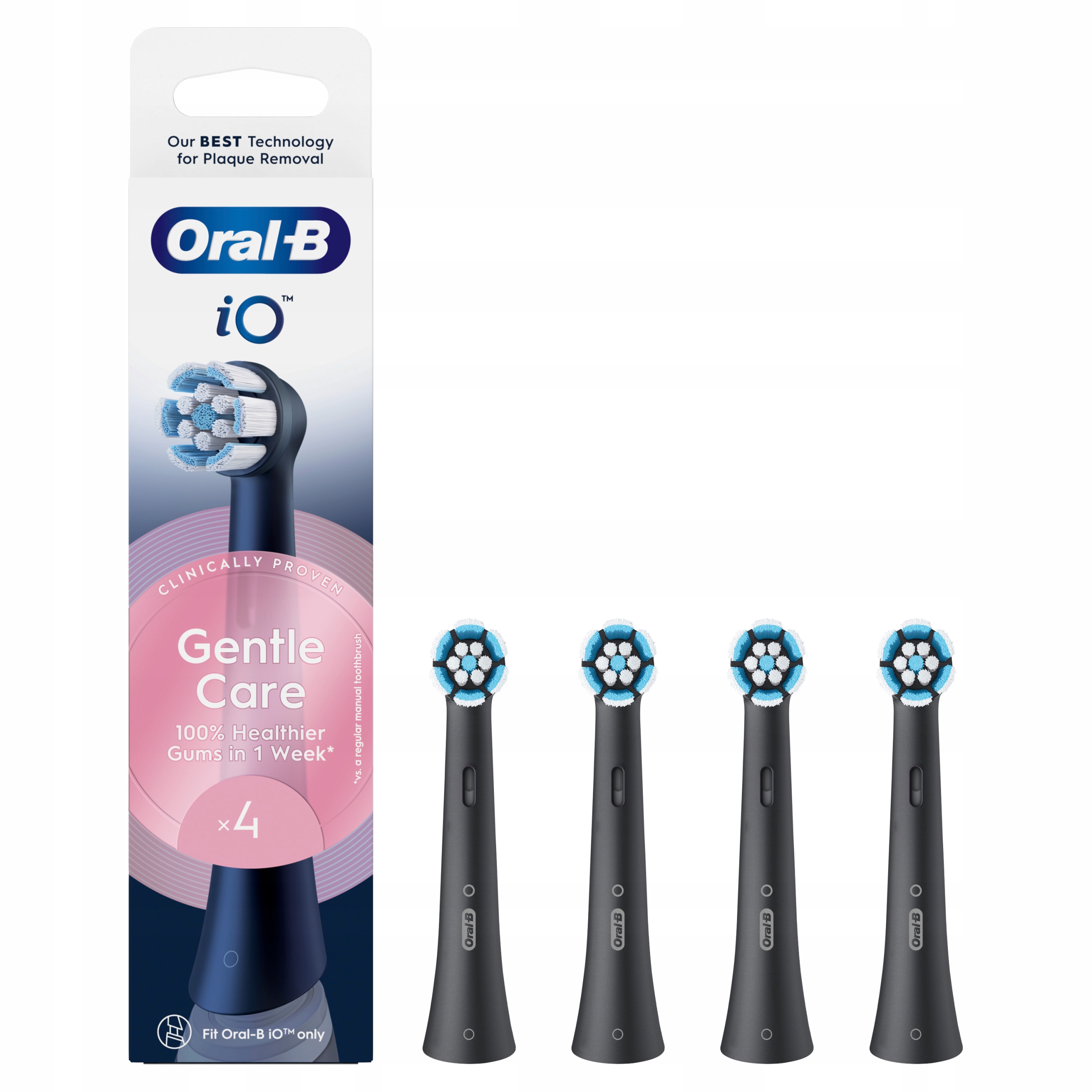 Oral-B iO Gentle Care Black Końcówki do szczoteczek elektrycznych 4 sztuki