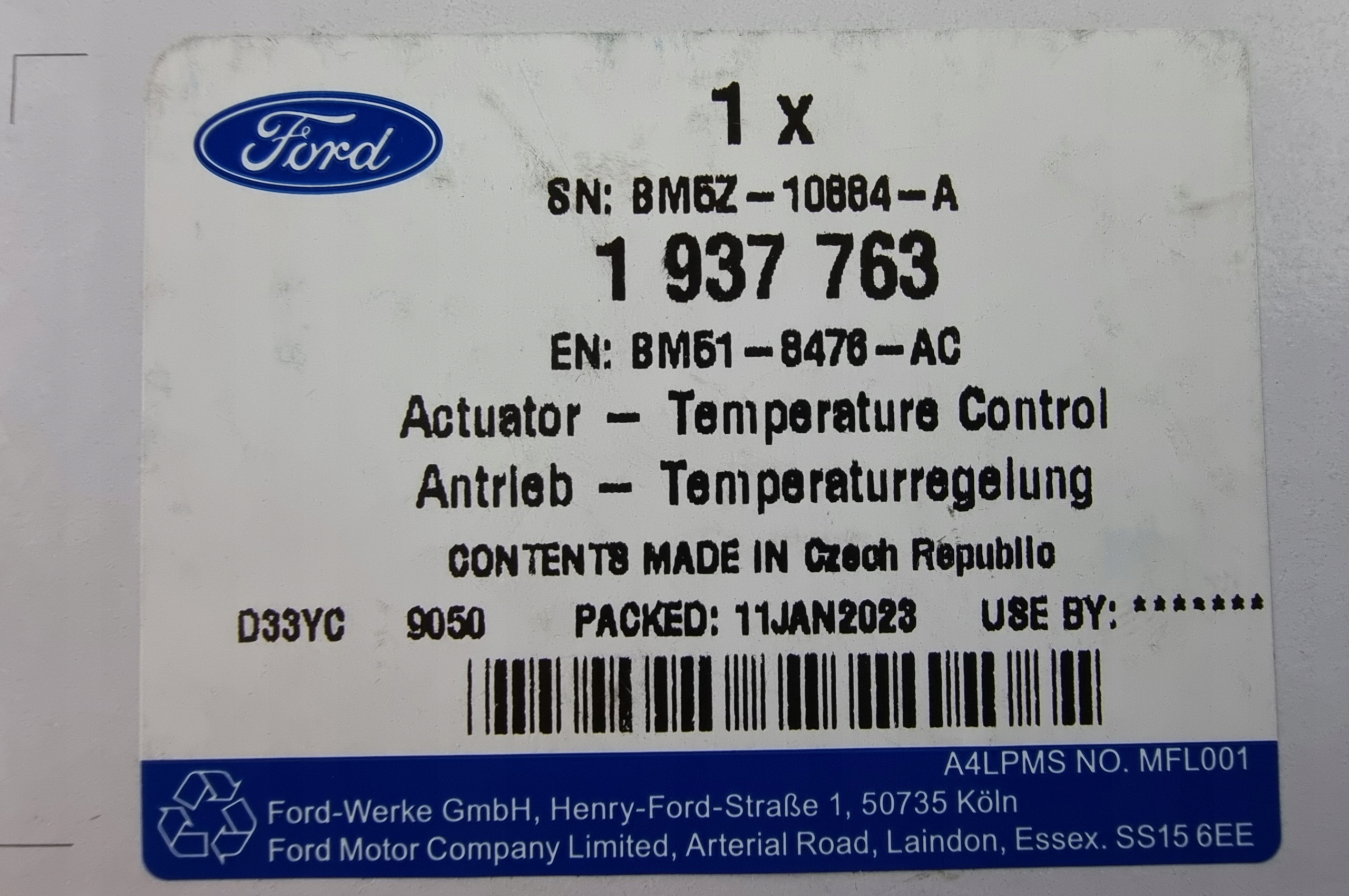 SILNICZEK ŻALUZJI FORD C-MAX FOCUS KUGA MONDEO ASO Numer katalogowy części BM51-8476-AC