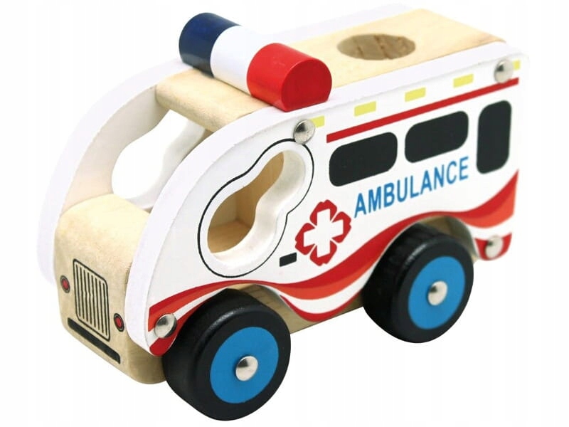 

Ambulans drewniane autko Samochodzik karetka