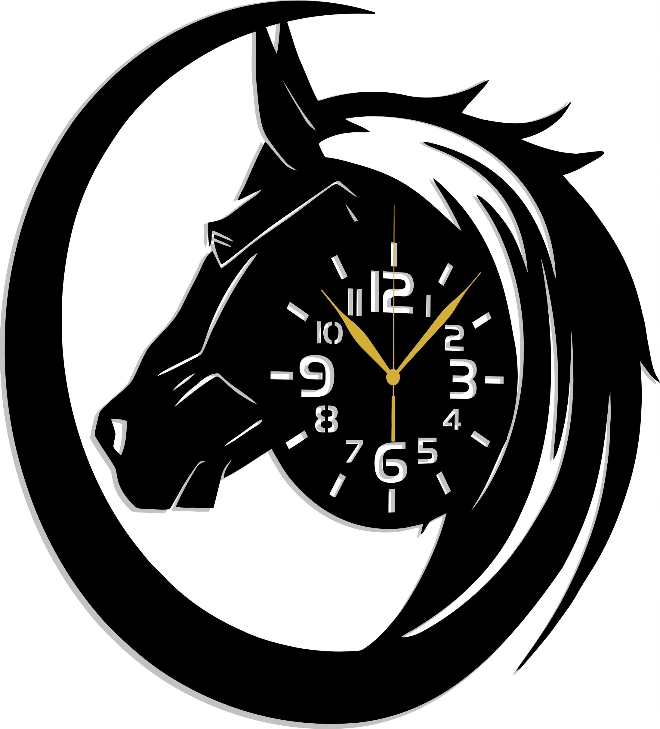 Hodiny Kůň Pro Fanouška Koní Jízda Na Koni 80 CM 3D