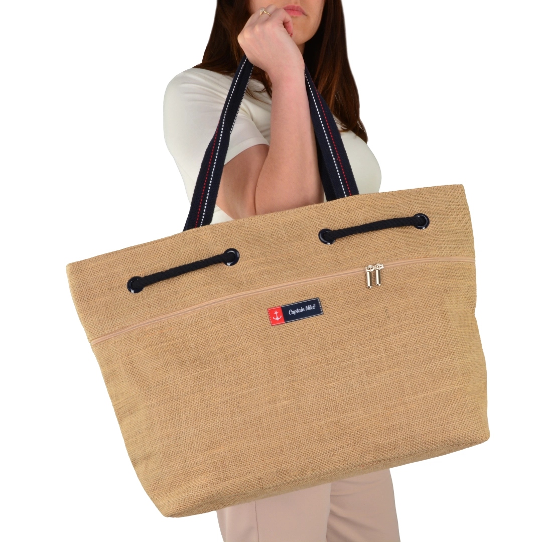 Bavlněná plážová taška 100% velká, lehká, ekologická, na dovolenou Captain Mike