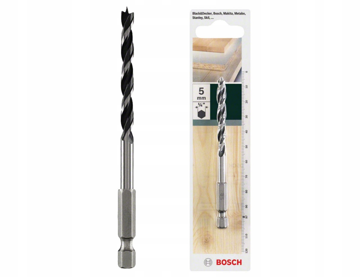 

Wiertło do drewna 5mm Hss-cv 6-kątne Bosch