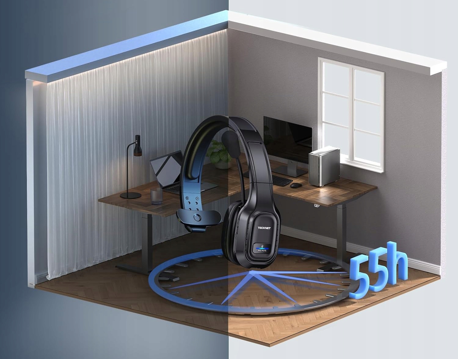 Słuchawki bezprzewodowe nauszne Tecknet TK-HS001 Bluetooth + 2,4GHz USB Model tk-hs001