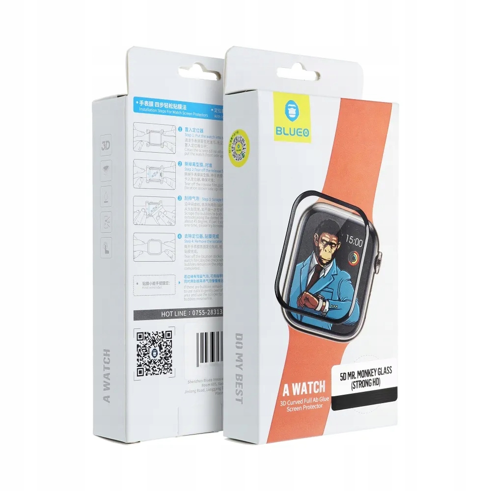 Szkło Hartowane 5D Mr. Monkey Glass do Apple Watch Se 40MM czarny (Strong
