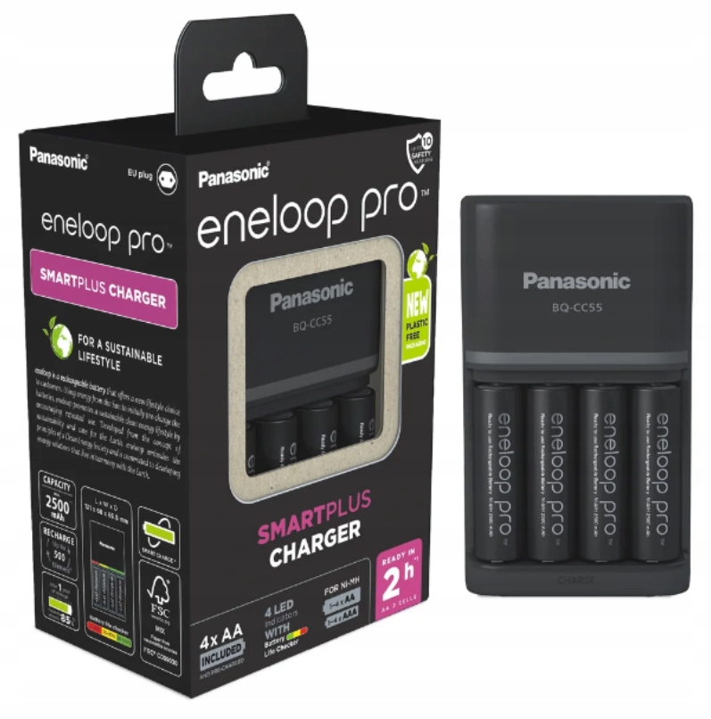 

Ładowarka Panasonic BQ-CC55 4x R6/AA Eneloop Pro