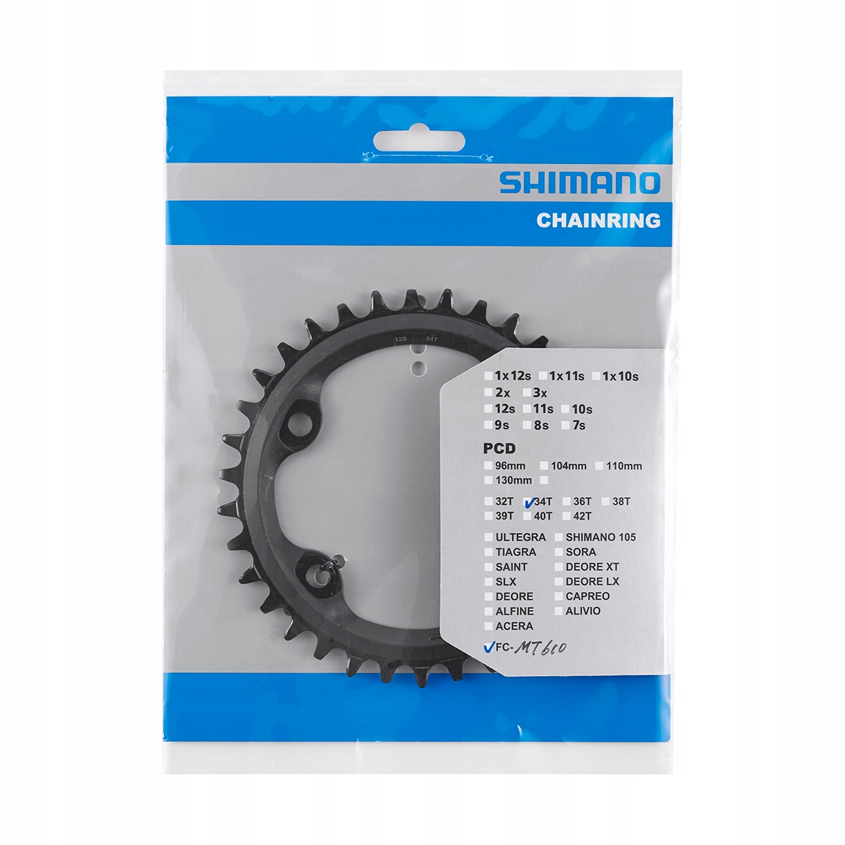 Zębatka Tarcza 34T Shimano FC-MT610 FC-MT510 96BCD 1x12 Oryginał