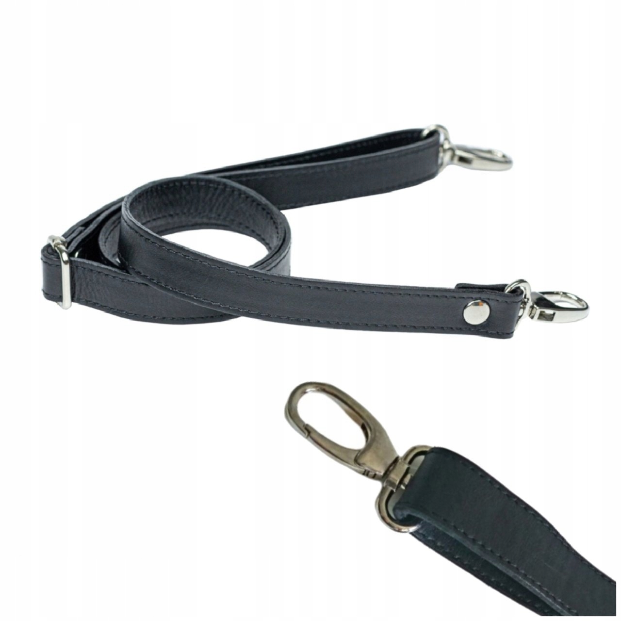 PASEK DO TOREBKI REGULOWANY DŁUGI SKÓRZANY CZARNY