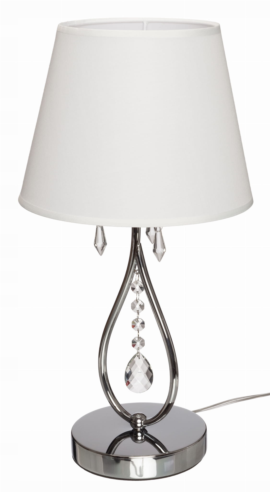 Lampka nocna stołowa lampa z abażurem chromowana Wenecja