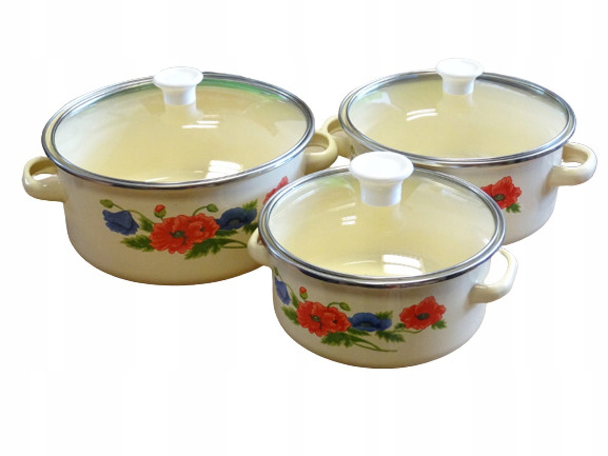 Komplet garnków EMALIOWANYCH indukcja GARNEK 2229A KR