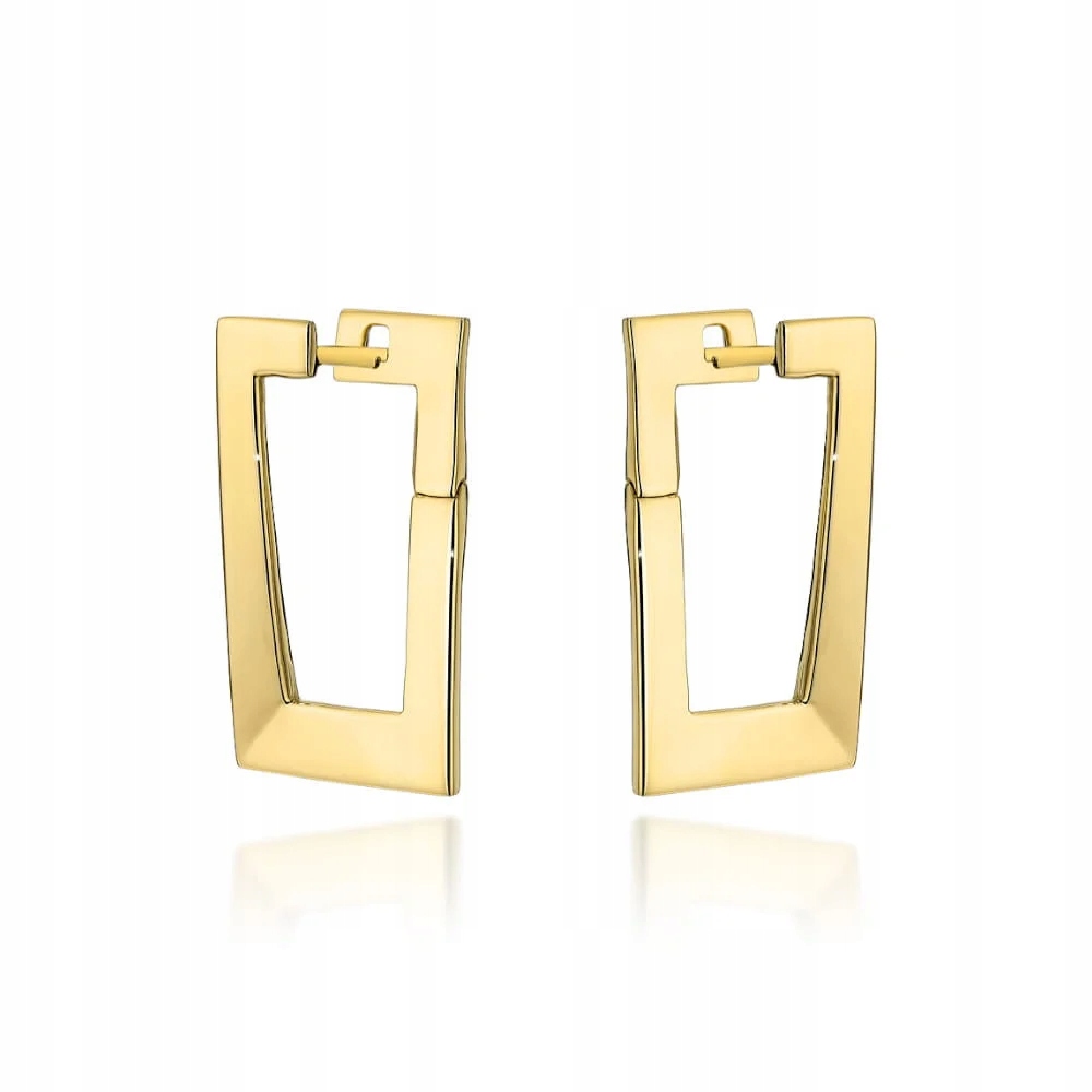 Náušnice zlaté 585 elegantní lesklé obdélníky anglické zapínání 14k