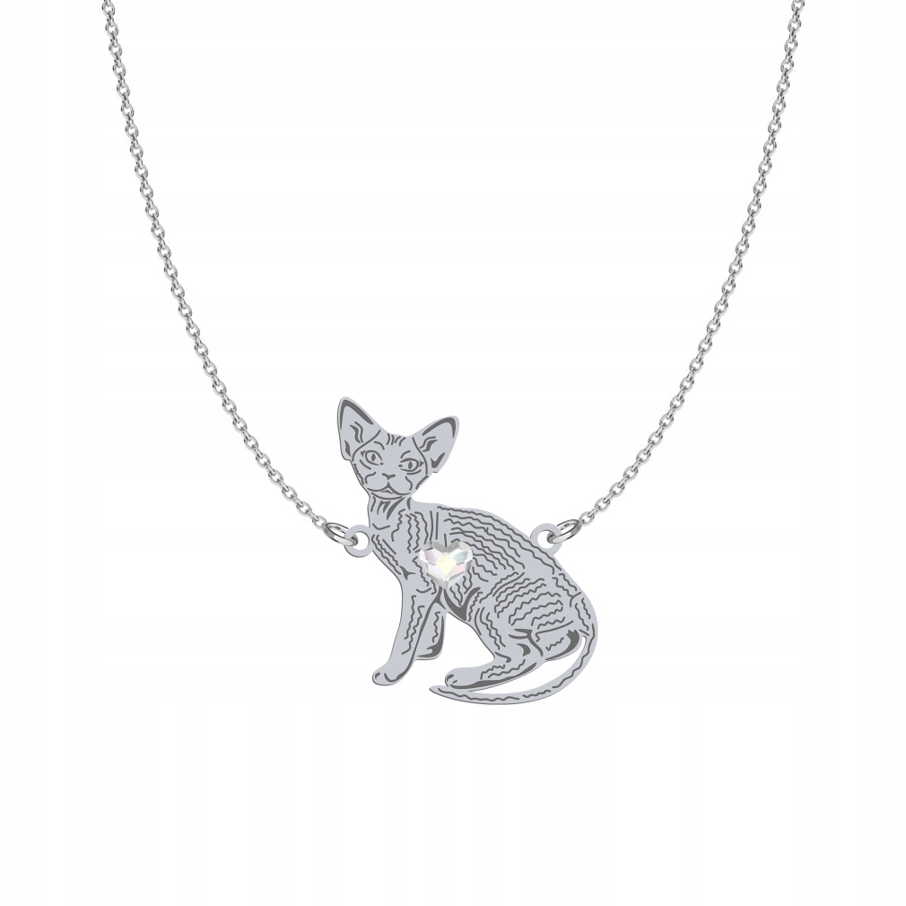 Stříbrný náhrdelník s kočkou Devon Rex 925 Dárek Šperky Gravírování Bonus