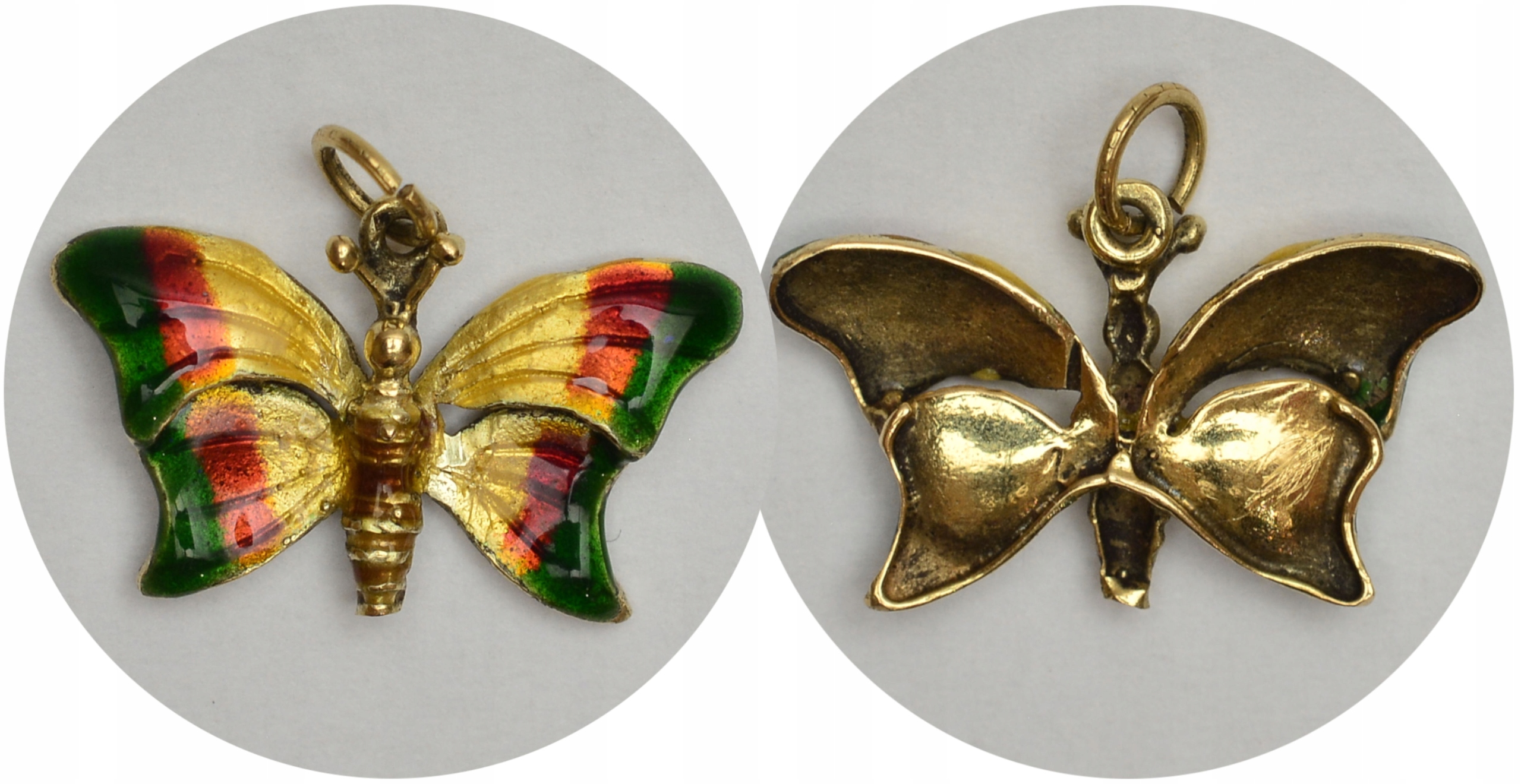 1.cv.ZŁOTA ZAWIESZKA MOTYLEK z EMALIĄ p.750