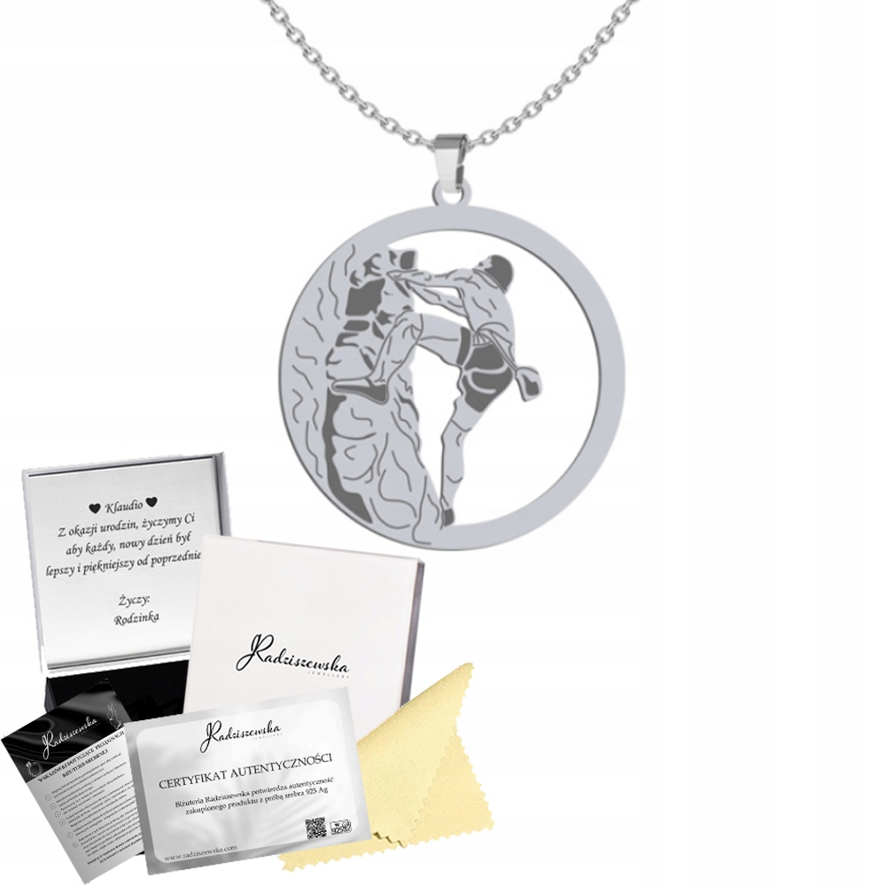 Stříbrný Náhrdelník Horolezectví Řetízek dárek Gravírování Stříbro 925