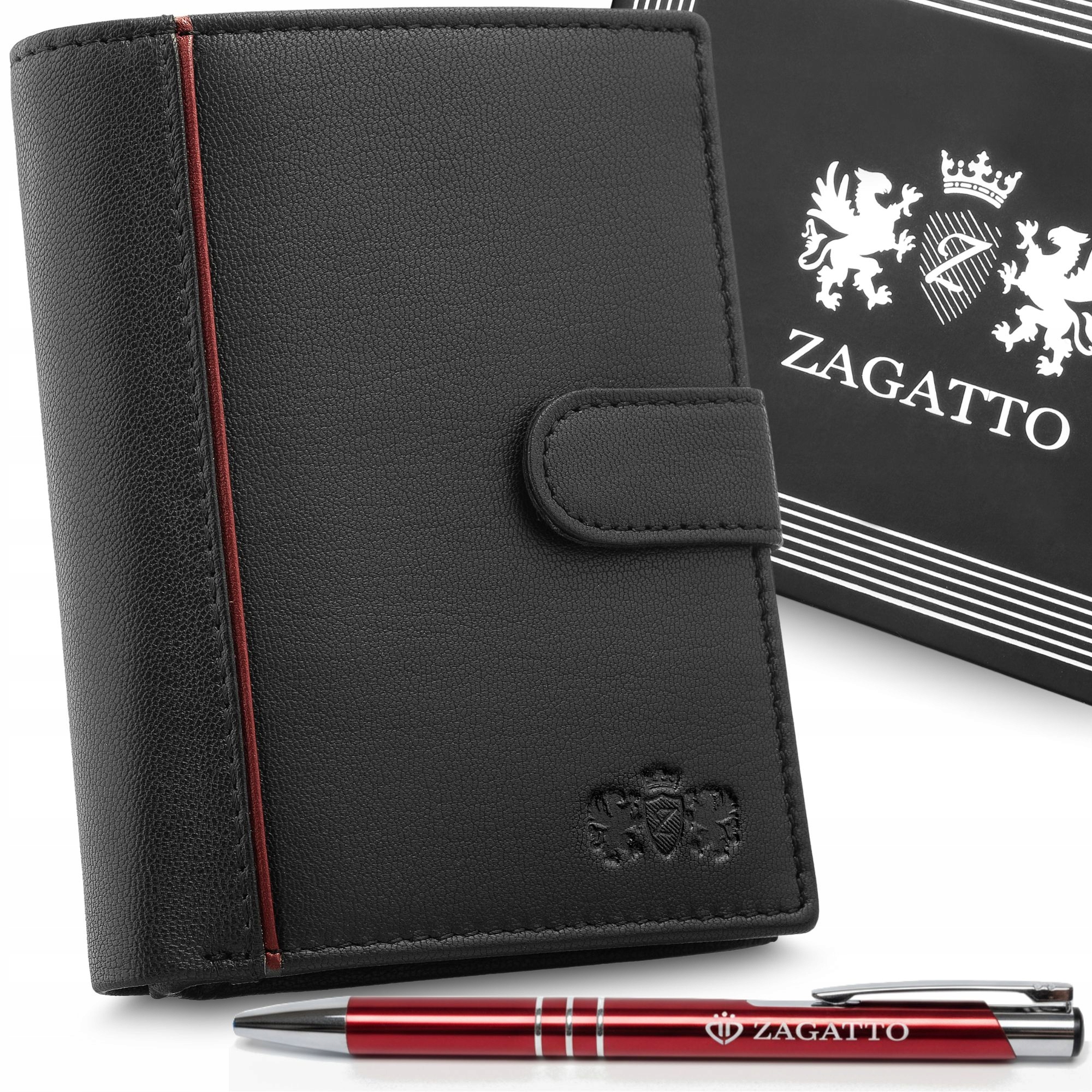 Portfel męski skórzany czarny pionowy skóra naturalna ochrona Rfid Zagatto