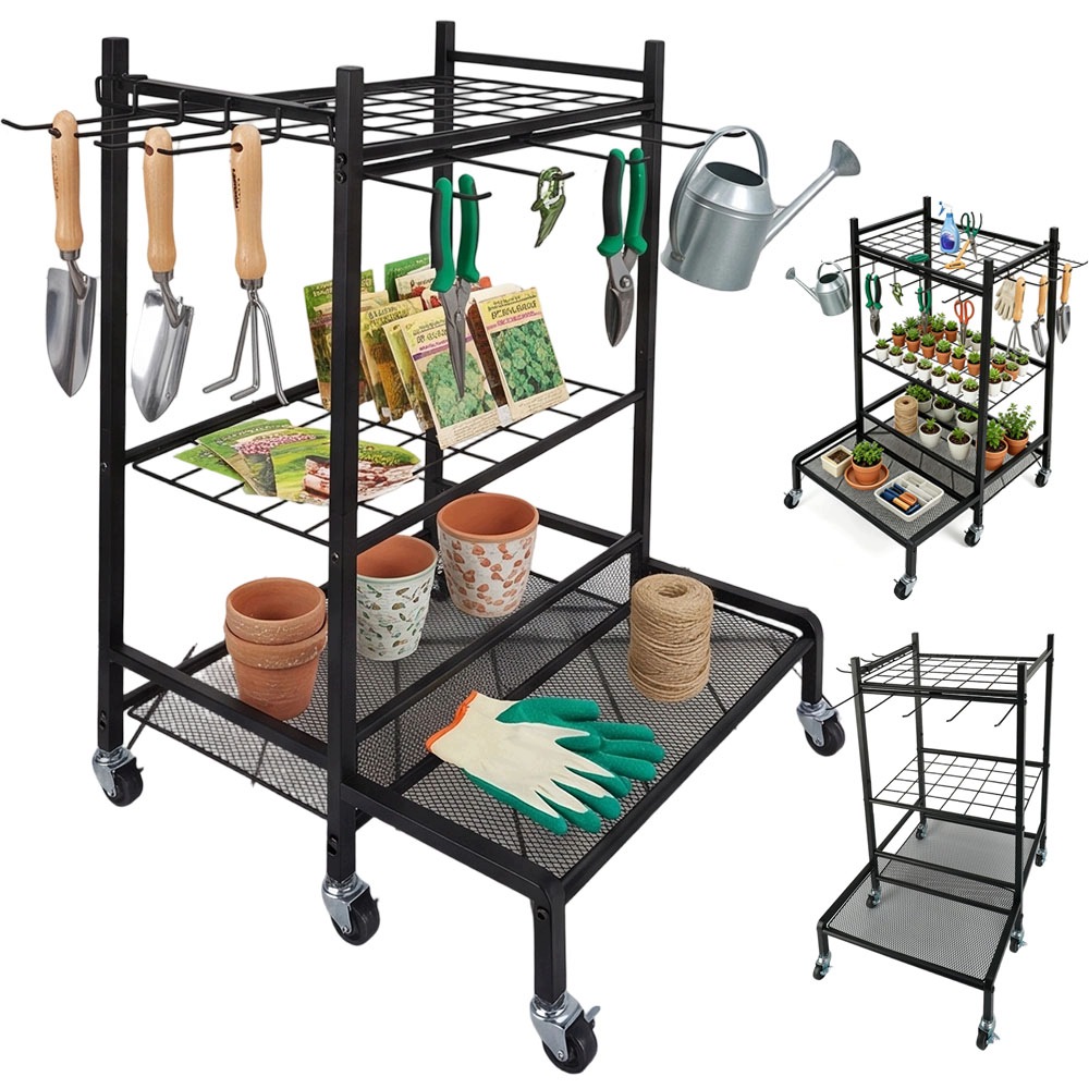 Organizér na nářadí kovový černý na kolečkách 42x30x79.5 do garáže