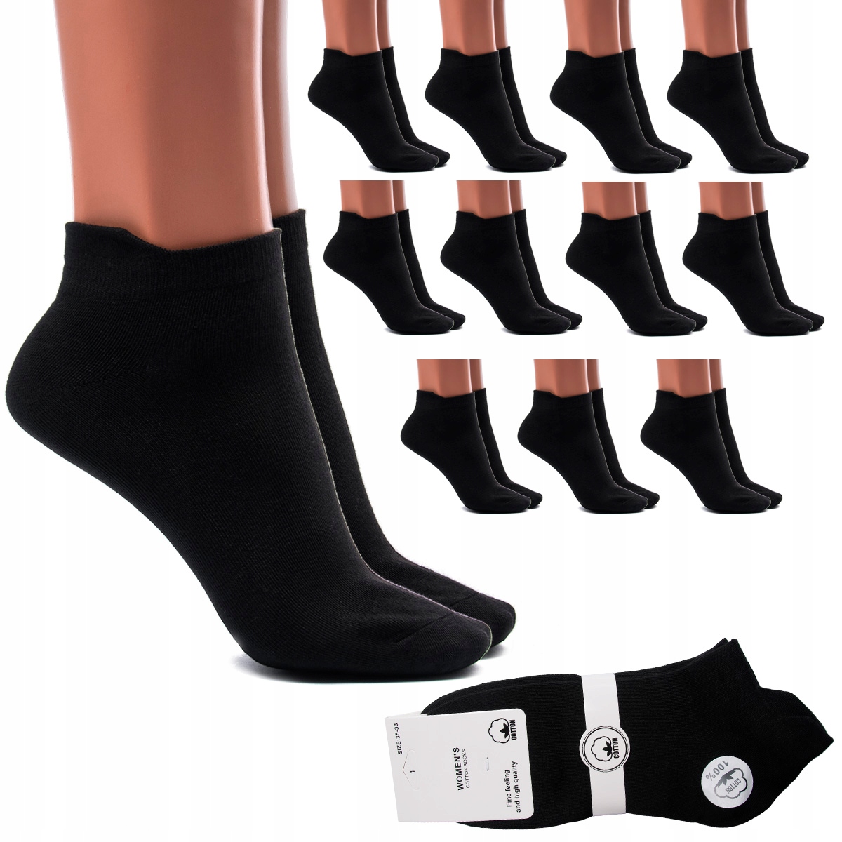 

12 par Bawełniane Stopki Skarpetki damskie Niskie